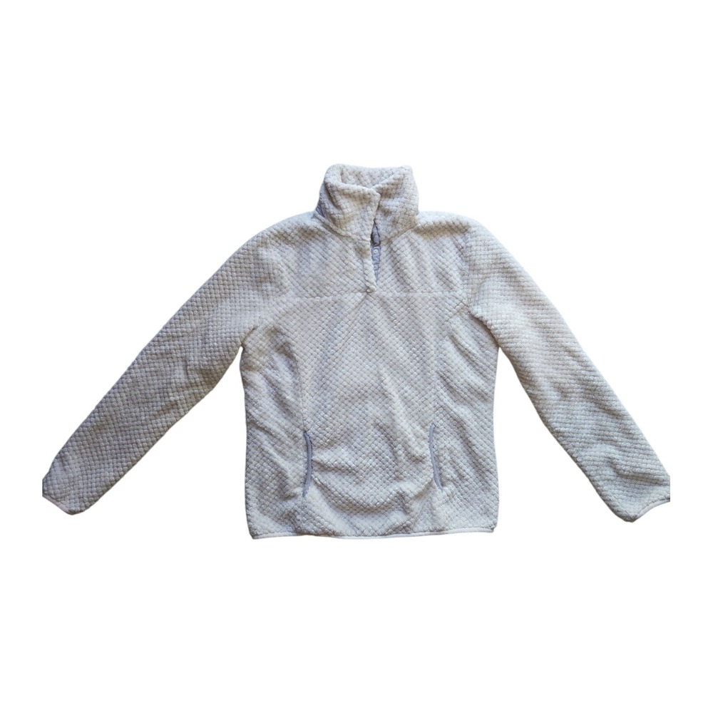 Eddie Bauer Cream Sherpa Fleece Snap Pullover Jacket Size S